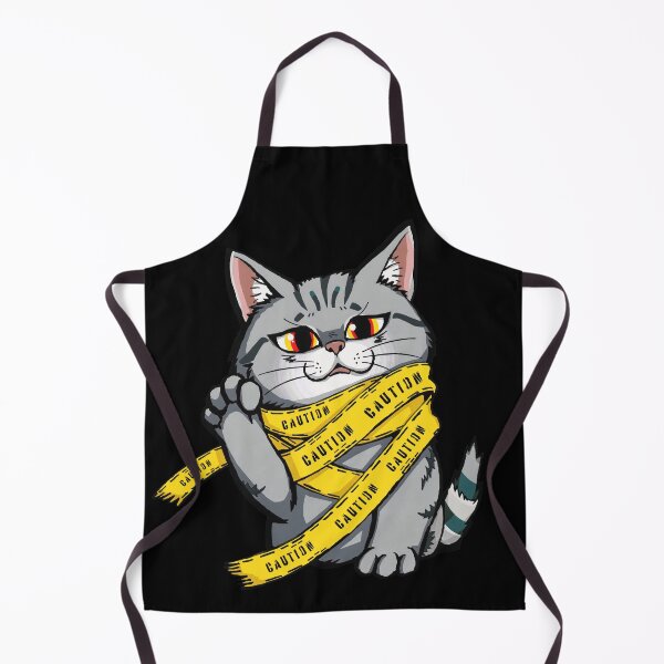 Item preview, Caution Tape Cat – Funny Grey Tabby with Raised Paw and Warning Ribbon designed and sold by Shape & Words.