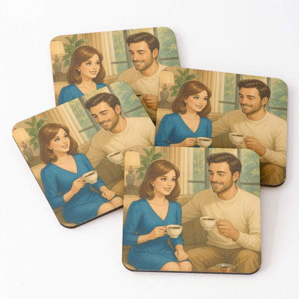 Item preview, Home is You + Me + Coffee | Husband and wife drinking coffee artwork designed and sold by Together-in-calm.