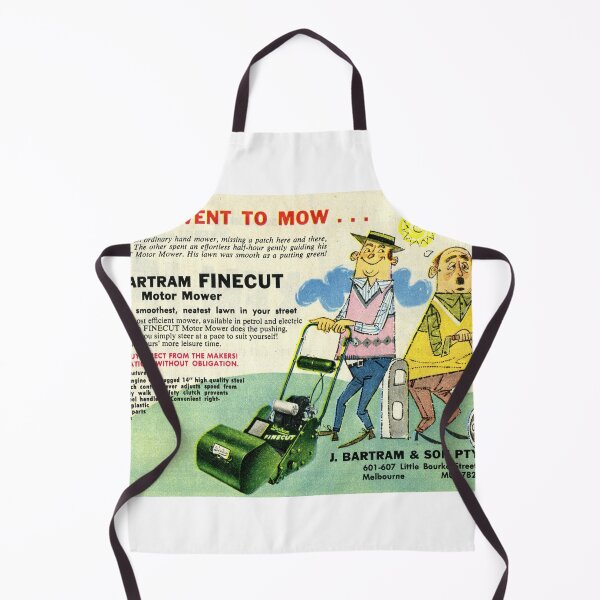 Item preview, 1950s Lawn Mower Vintage Cartoon Advert - Happy Man Mowing Art - Retro Yard Work Poster - Mid-Century Suburban Pride designed and sold by taspaul.