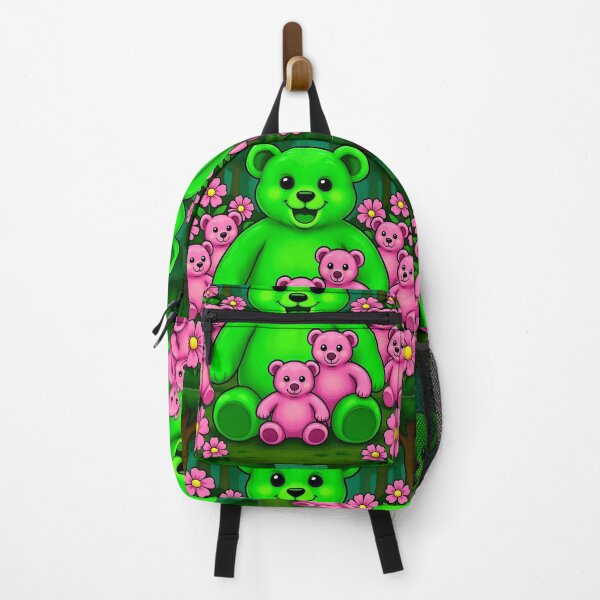 Item preview, Green teddy bear with pink babies nursery or child's bedroom decor design designed and sold by Jennifer Morcom.