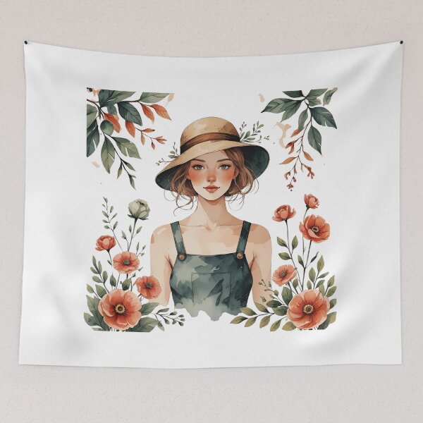 Item preview, Handcrafted Organic Illustration of a Simple Country Girl designed and sold by catcurio.