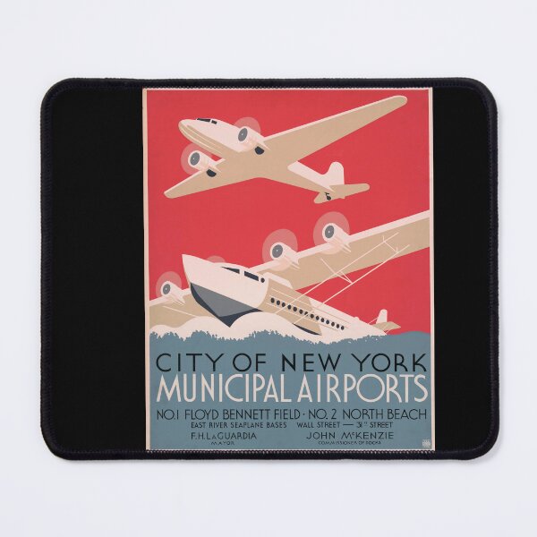 Item preview, Vintage Art Deco Poster | WPA Federal Art Project | NYC Municipal Airports | Floyd Bennett Field | North Beach Aviation 1930s designed and sold by artofuniverse.