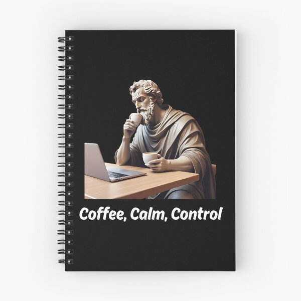 Item preview, Stoic Philosopher Epictetus sipping Coffee calmly in front of Laptop designed and sold by LexaArtworks.