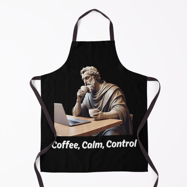 Item preview, Stoic Philosopher Epictetus sipping Coffee calmly in front of Laptop designed and sold by LexaArtworks.