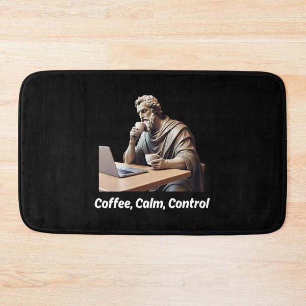 Item preview, Stoic Philosopher Epictetus sipping Coffee calmly in front of Laptop designed and sold by LexaArtworks.