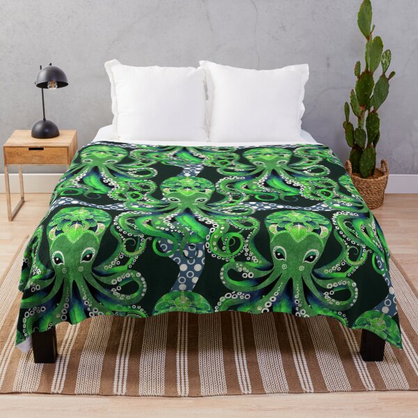 Item preview, Mystical Green Octopus Psychedelic Ocean Pattern designed and sold by Veata.