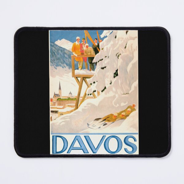 Item preview, Vintage Davos Travel Poster | Art Deco Ski Resort Print | Alpine Bobsled Scene | Mid-20th Century Swiss Winter Sports Decor designed and sold by artofuniverse.