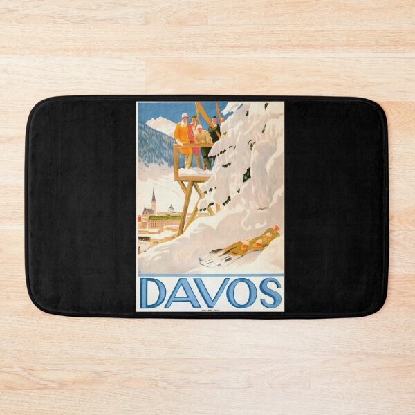 Item preview, Vintage Davos Travel Poster | Art Deco Ski Resort Print | Alpine Bobsled Scene | Mid-20th Century Swiss Winter Sports Decor designed and sold by artofuniverse.