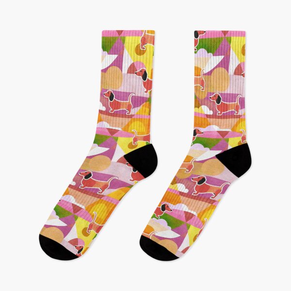 Item preview, Retro Dachshund Pattern Geometric Sausage Dog Design designed and sold by Veata.