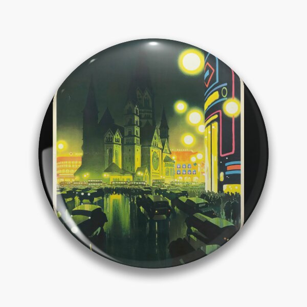 Item preview, Vintage Berlin Travel Poster | Kaiser Wilhelm Church | 1920s Art Deco Night Scene | Germany Weimar Republic | Colorful Lights designed and sold by artofuniverse.