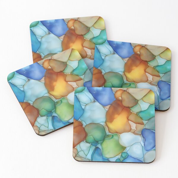 Item preview, Caribbean Sea Glass – Abstract Ink in Ocean Hues designed and sold by newnomads-art.