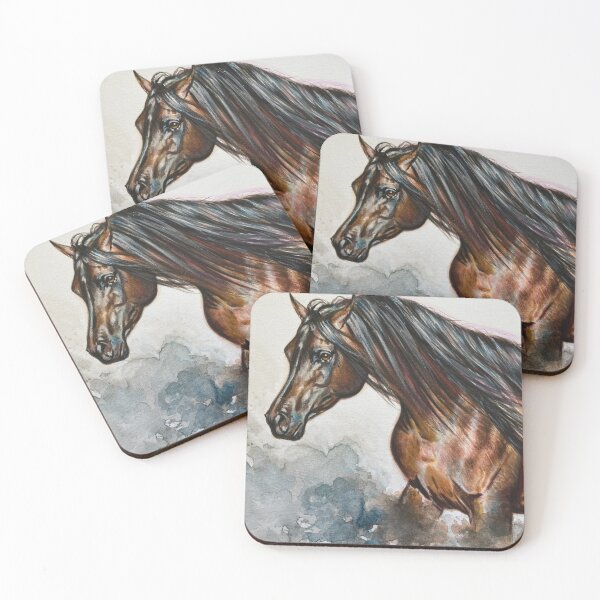 Item preview, Bay Arabian stallion dust storm acrylic painting designed and sold by Tahnja Wolter.