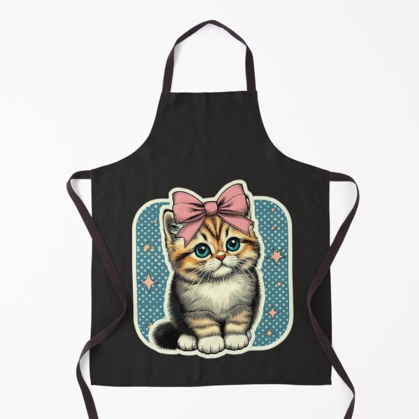 Item preview, cute  vintage cat and a pink ribbon sticker,aesthetic cat art,vintage kitten,Cat Lover,retro kitten art,vintage kittens wearing bows designed and sold by Expressions-Sel.
