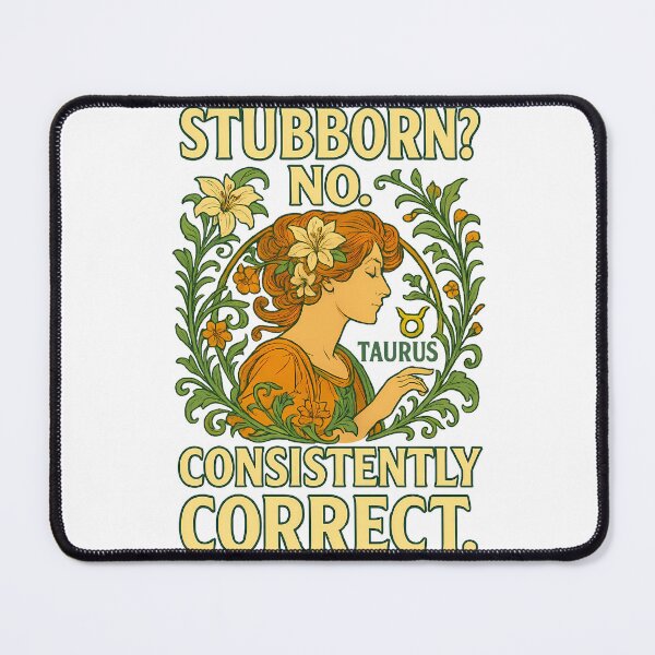 Item preview, Taurus “Stubborn? No. Consistently correct.” Art Nouveau T-Shirt | Stubborn Zodiac Humor designed and sold by MySpiritTravels.