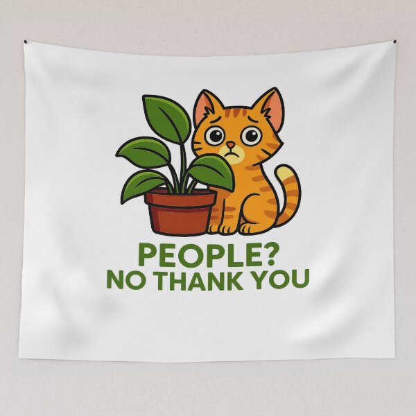 Item preview, Antisocial Cat Humour - People No Thank You Funny Introvert Pet Design designed and sold by EdgyEdgeArt.