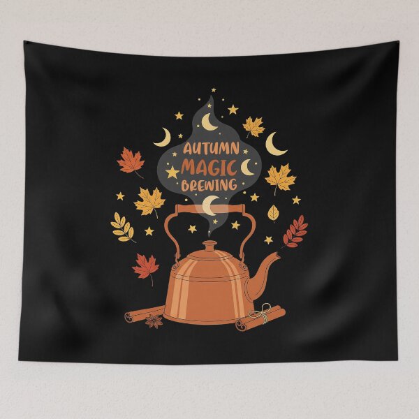 Item preview, Autumn Magic Brewing | Fall Kettle with Maple Leaves designed and sold by AnAzArt.
