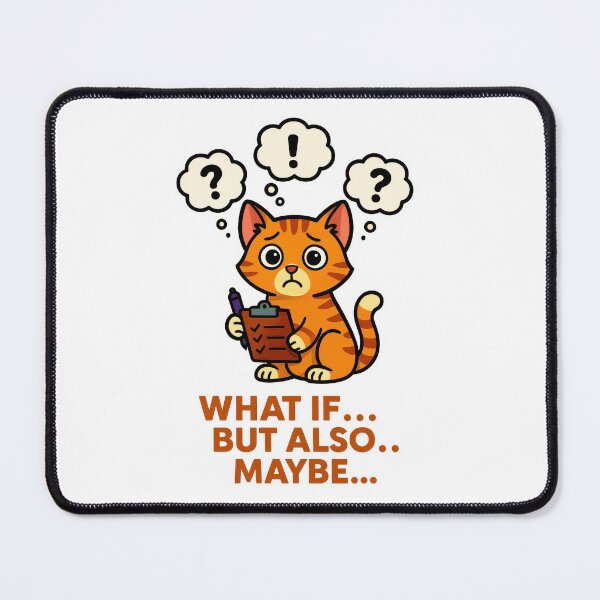 Item preview, Overthinking Cat Anxiety - What If But Also Maybe Mental Health Humour Design designed and sold by EdgyEdgeArt.