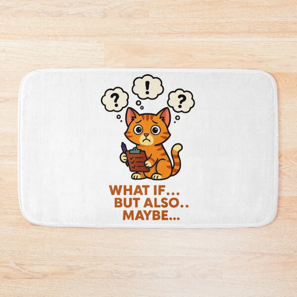 Item preview, Overthinking Cat Anxiety - What If But Also Maybe Mental Health Humour Design designed and sold by EdgyEdgeArt.