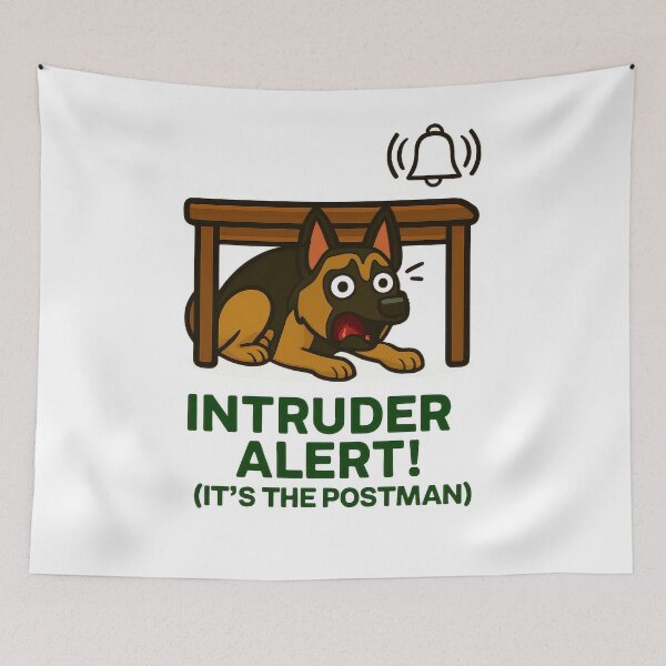 Item preview, Guard Dog Humour - Intruder Alert It's the Postman Funny Dog Design designed and sold by EdgyEdgeArt.