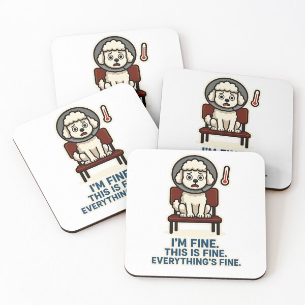 Item preview, I'm Fine This Is Fine Everything's Fine Anxious Dog Meme designed and sold by EdgyEdgeArt.