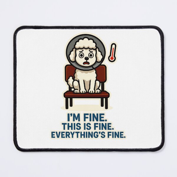 Item preview, I'm Fine This Is Fine Everything's Fine Anxious Dog Meme designed and sold by EdgyEdgeArt.