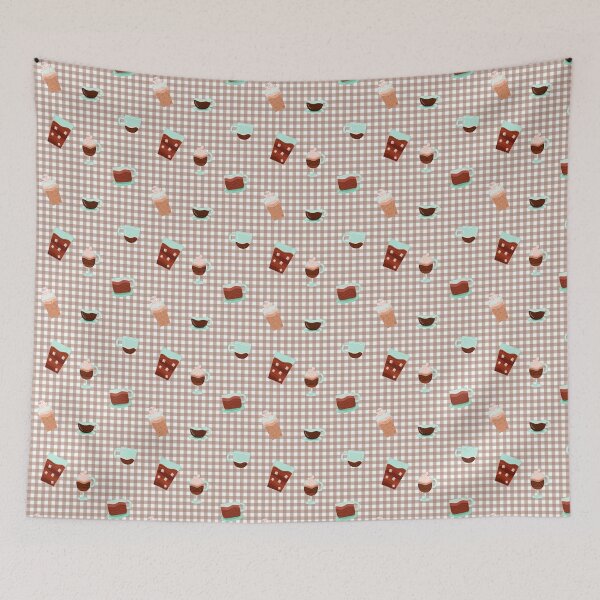 Item preview, Mocha Mousse Gingham Pattern Illustration – Soft Brown Warm Tones designed and sold by ViDESIGN-Vita.