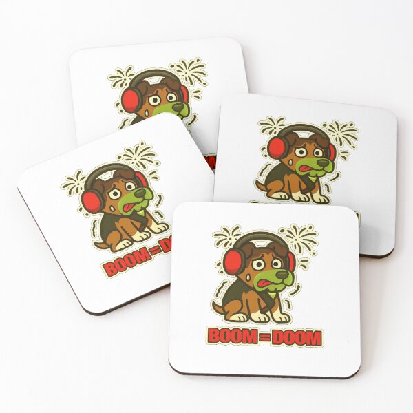 Item preview, Boom Equals Doom Noise Sensitive Dog Fireworks Thunder Meme designed and sold by EdgyEdgeArt.