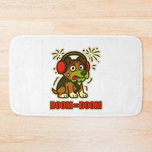 Item preview, Boom Equals Doom Noise Sensitive Dog Fireworks Thunder Meme designed and sold by EdgyEdgeArt.