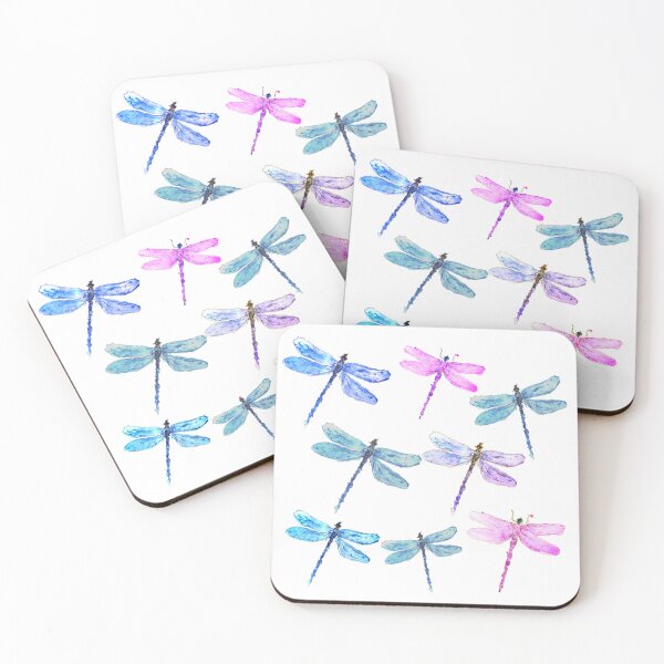 Item preview, Watercolor Dragonflies in Purple, pink and Blue Delicate Nature Art designed and sold by Monika Howarth.