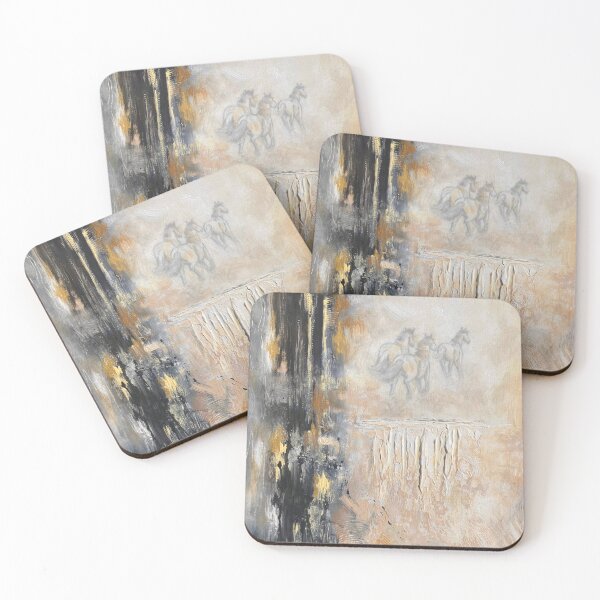 Item preview, Brumby horses running abstract acrylic textured painting designed and sold by Tahnja Wolter.