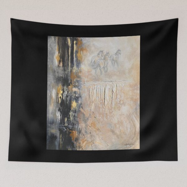 Item preview, Brumby horses running abstract acrylic textured painting designed and sold by Tahnja Wolter.
