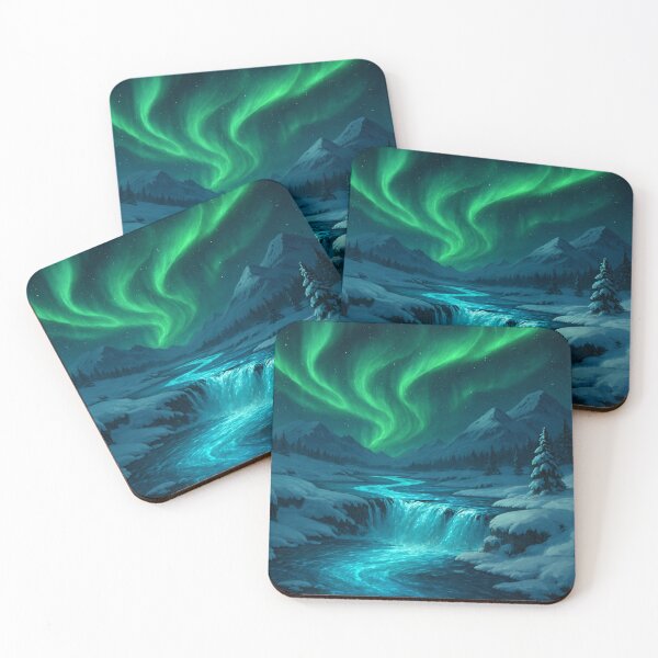 Item preview, Northern Lights over Winter River Night designed and sold by Sigtrix.