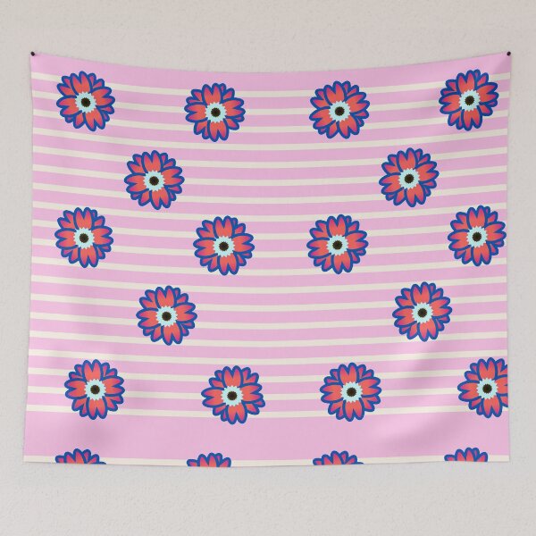 Item preview, Retro Pop Art Floral on Pink Stripes designed and sold by HopeAndHustle.