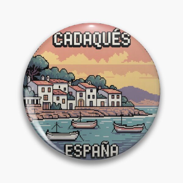 Item preview, Cadaqués España Pixel Art – Retro Coastal Village Design in Pastel Colors designed and sold by CircinusStore.
