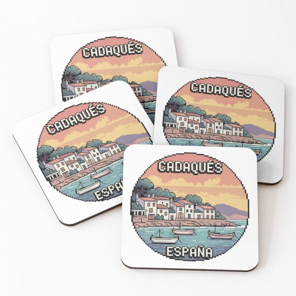 Item preview, Cadaqués España Pixel Art – Retro Coastal Village Design in Pastel Colors designed and sold by CircinusStore.
