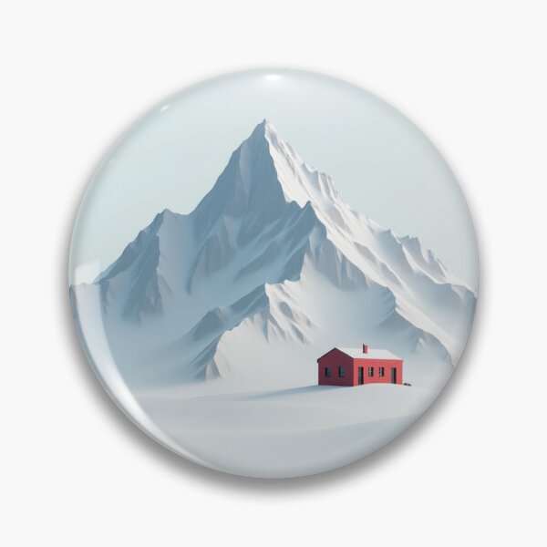 Item preview, mountain peak with snow and a red cabin designed and sold by SkandiPrint.