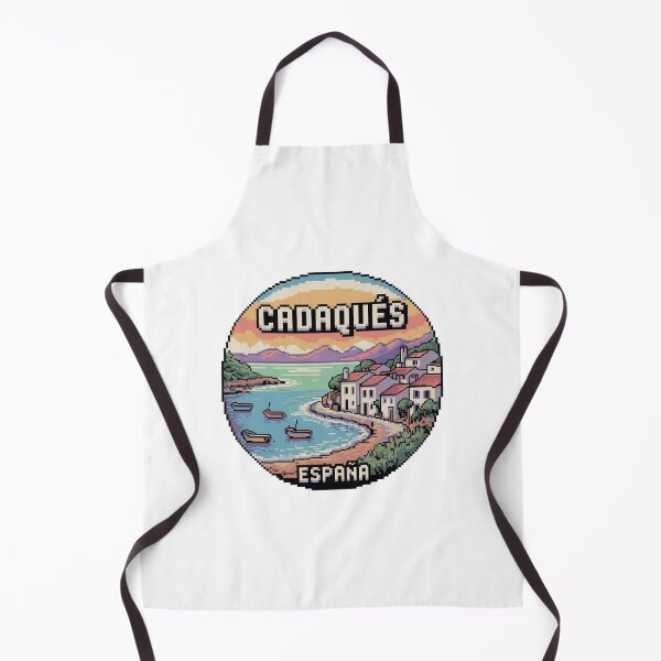 Item preview, Cadaqués España Pixel Art – Mediterranean Coastline Scene with Boats and Sunset in Retro Style designed and sold by CircinusStore.