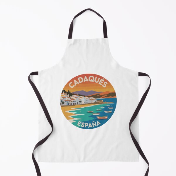 Item preview, Cadaqués España Modern Poster Art – Flat Style Coastal Village with Boats and Bold Sunset Colors designed and sold by CircinusStore.