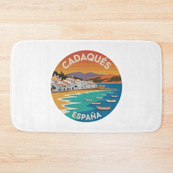 Item preview, Cadaqués España Modern Poster Art – Flat Style Coastal Village with Boats and Bold Sunset Colors designed and sold by CircinusStore.