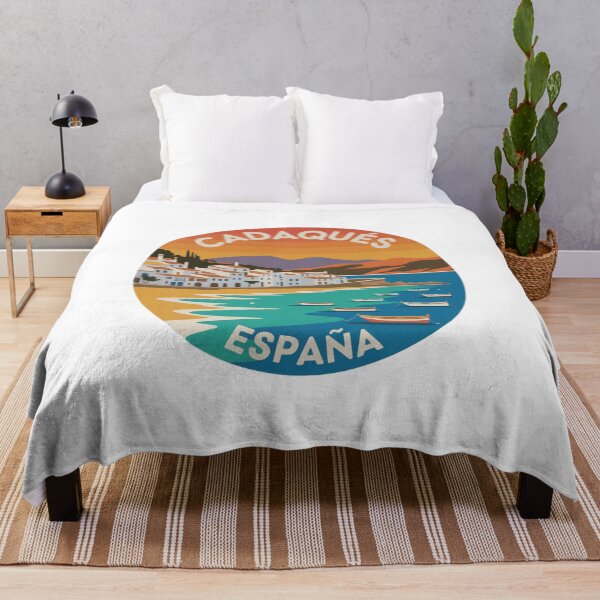 Item preview, Cadaqués España Modern Poster Art – Flat Style Coastal Village with Boats and Bold Sunset Colors designed and sold by CircinusStore.