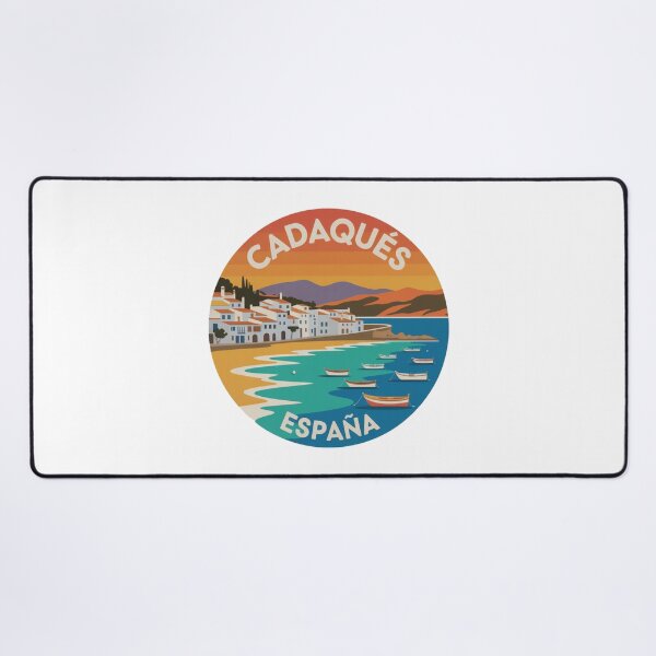 Item preview, Cadaqués España Modern Poster Art – Flat Style Coastal Village with Boats and Bold Sunset Colors designed and sold by CircinusStore.