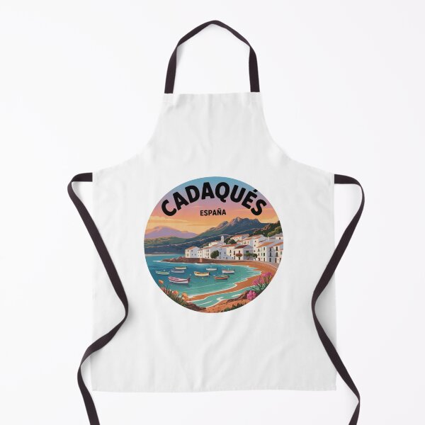 Item preview, Cadaqués España Coastal Illustration – Scenic Mediterranean Bay with Boats, Flowers and Sunset View designed and sold by CircinusStore.