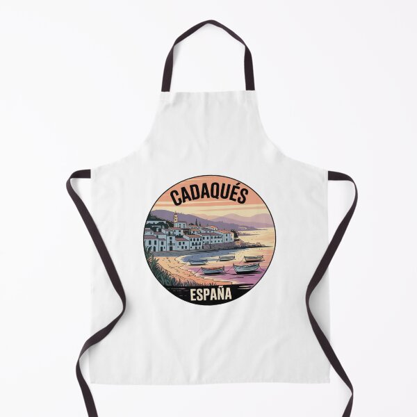 Item preview, Cadaqués España Sunset Art – Minimal Mediterranean Townscape with Boats and Vintage Poster Style designed and sold by CircinusStore.