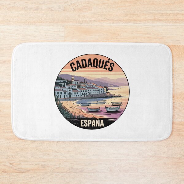 Item preview, Cadaqués España Sunset Art – Minimal Mediterranean Townscape with Boats and Vintage Poster Style designed and sold by CircinusStore.