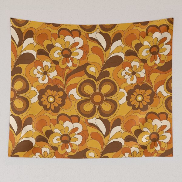 Item preview, Retro 70s Autumn Floral Pattern - Groovy Fall Flowers designed and sold by StickyGuys.
