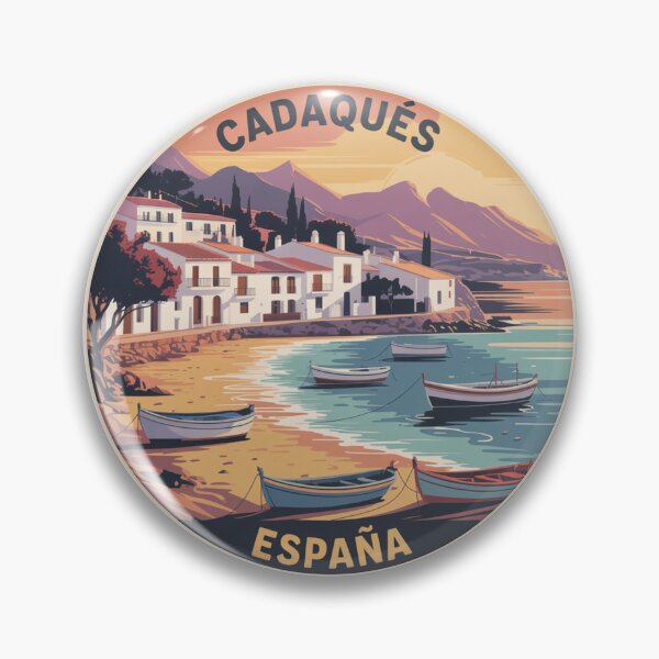 Item preview, Cadaqués España Seaside Art – Vintage Mediterranean Town with Boats, Reflections and Sunset Coastline designed and sold by CircinusStore.