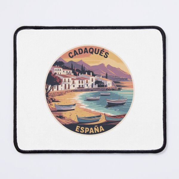 Item preview, Cadaqués España Seaside Art – Vintage Mediterranean Town with Boats, Reflections and Sunset Coastline designed and sold by CircinusStore.