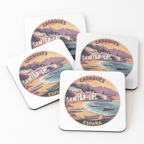 Item preview, Cadaqués España Seaside Art – Vintage Mediterranean Town with Boats, Reflections and Sunset Coastline designed and sold by CircinusStore.