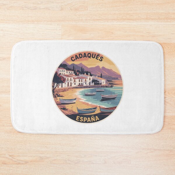 Item preview, Cadaqués España Seaside Art – Vintage Mediterranean Town with Boats, Reflections and Sunset Coastline designed and sold by CircinusStore.