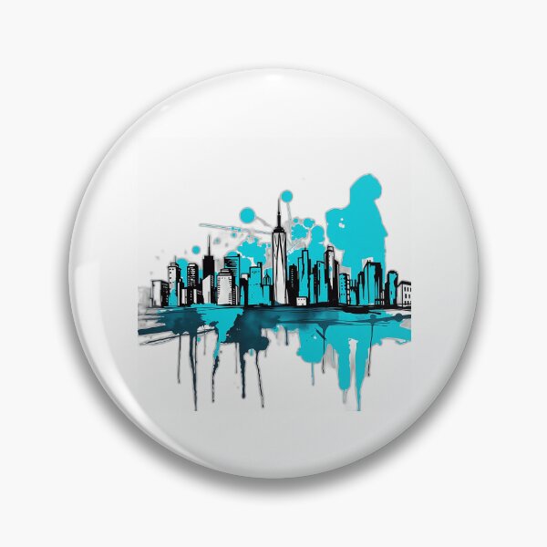 Item preview, Expressive City Skyline in Turquoise designed and sold by sharon1210.